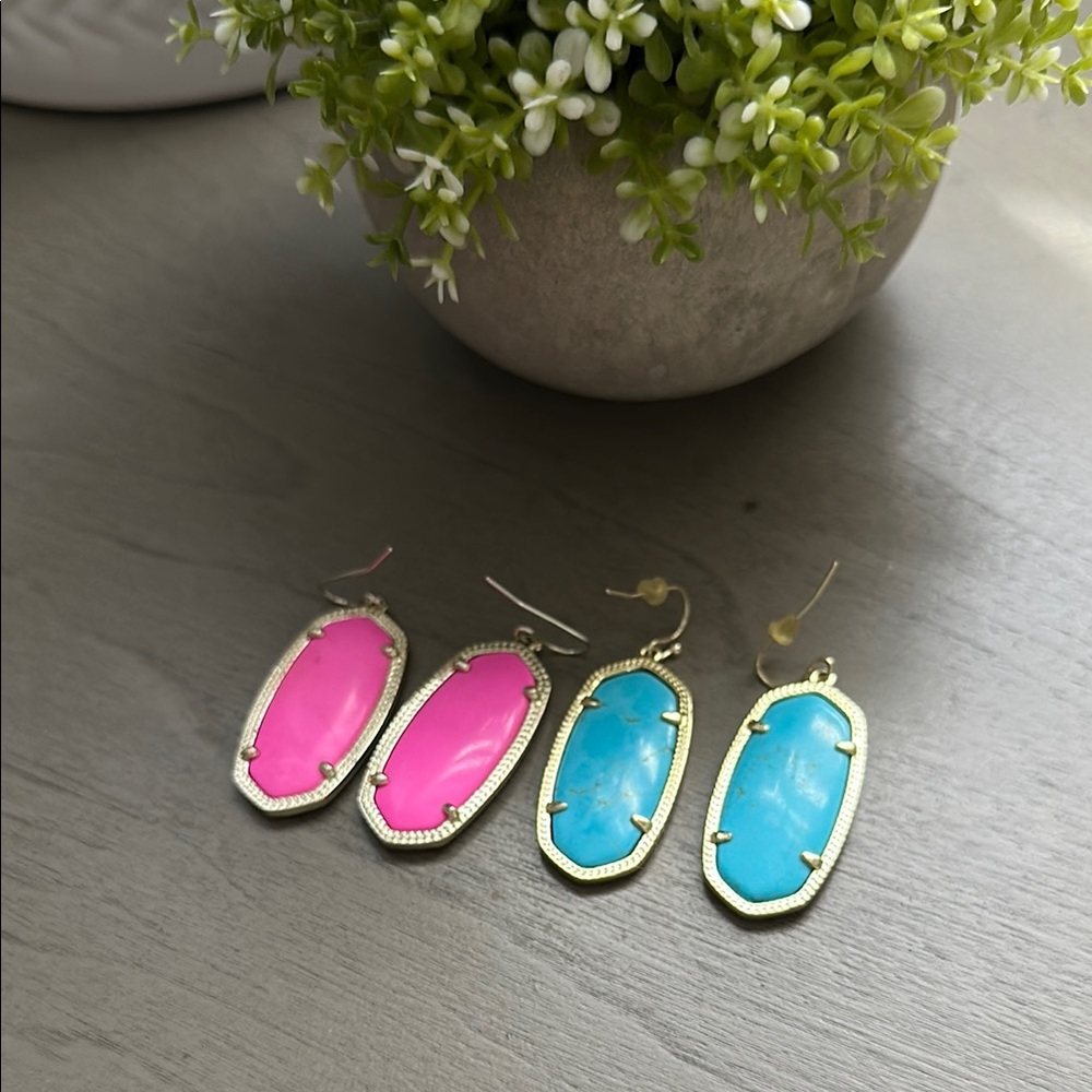 Elegant Pink and Blue Dangle Earrings